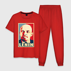 Пижама хлопковая мужская Владимир Ильич Ленин, цвет: красный