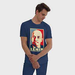 Пижама хлопковая мужская Владимир Ильич Ленин, цвет: тёмно-синий — фото 2
