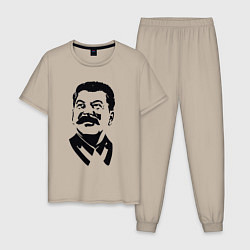 Пижама хлопковая мужская Образ Сталина, цвет: миндальный