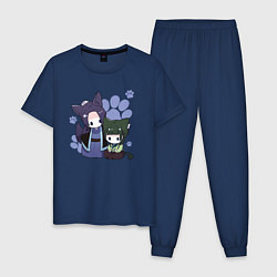 Пижама хлопковая мужская Джинши и Маомао, цвет: тёмно-синий