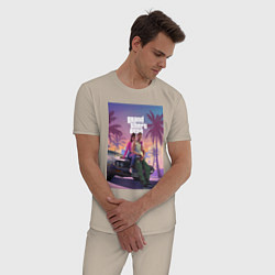Пижама хлопковая мужская GTA6, цвет: миндальный — фото 2