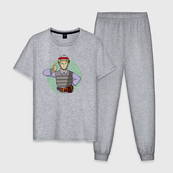Пижама хлопковая мужская Кира солдат, цвет: меланж