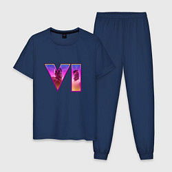 Пижама хлопковая мужская GTA VI Лусия и Джейсон, цвет: тёмно-синий