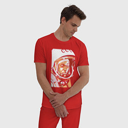 Пижама хлопковая мужская Gagarin in red, цвет: красный — фото 2
