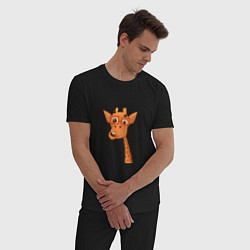 Пижама хлопковая мужская Мультяшный жираф, цвет: черный — фото 2