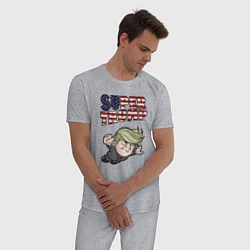 Пижама хлопковая мужская Супер Трамп, цвет: меланж — фото 2