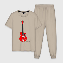 Пижама хлопковая мужская Красная гитара - рок н ролл, цвет: миндальный