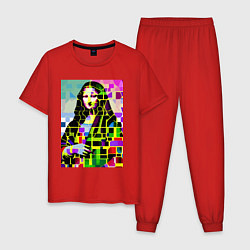 Пижама хлопковая мужская Mona Lisa - mosaic pop art, цвет: красный