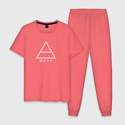 Пижама хлопковая мужская 30 Seconds to mars логотип треугольник, цвет: коралловый