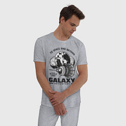 Пижама хлопковая мужская Приключение в галактике, цвет: меланж — фото 2