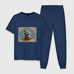 Пижама хлопковая мужская Енотик, цвет: тёмно-синий
