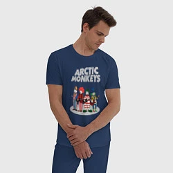 Пижама хлопковая мужская Arctic Monkeys clowns, цвет: тёмно-синий — фото 2