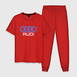 Пижама хлопковая мужская Audi neon art, цвет: красный