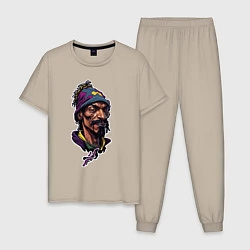 Пижама хлопковая мужская Snoop dogg head, цвет: миндальный