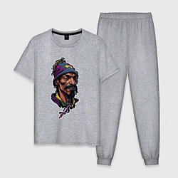 Пижама хлопковая мужская Snoop dogg head, цвет: меланж