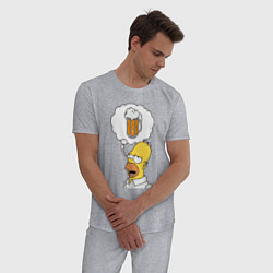 Пижама хлопковая мужская Пивной Гомер, цвет: меланж — фото 2
