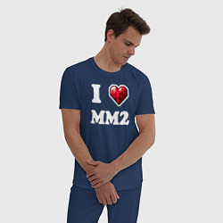 Пижама хлопковая мужская Я люблю мм2 Роблокс - I heart mm2 Roblox, цвет: тёмно-синий — фото 2