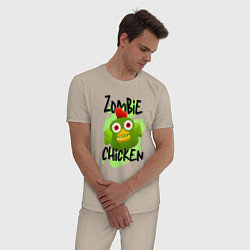 Пижама хлопковая мужская Чикен ган - зомби, цвет: миндальный — фото 2