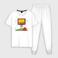Пижама хлопковая мужская Уличный баскетбол, цвет: белый