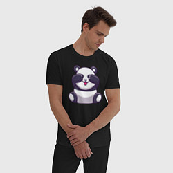 Пижама хлопковая мужская Панда зажмурилась, цвет: черный — фото 2