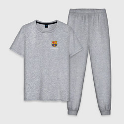 Пижама хлопковая мужская Футбольный клуб Барселона - с эмблемой, цвет: меланж