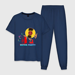Пижама хлопковая мужская Ретро вечеринка, цвет: тёмно-синий