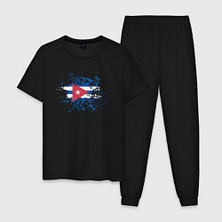 Пижама хлопковая мужская Куба клякса, цвет: черный
