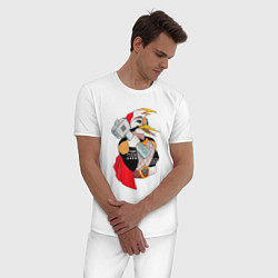 Пижама хлопковая мужская Дятел в плаще с молотом, цвет: белый — фото 2
