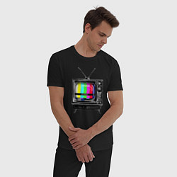 Пижама хлопковая мужская Старый телевизор no signal, цвет: черный — фото 2