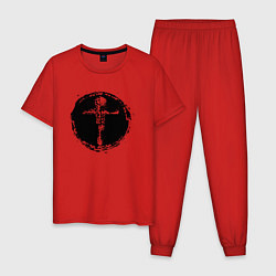Пижама хлопковая мужская Крест в круге фактурный, цвет: красный
