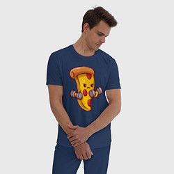 Пижама хлопковая мужская Пицца на спорте, цвет: тёмно-синий — фото 2