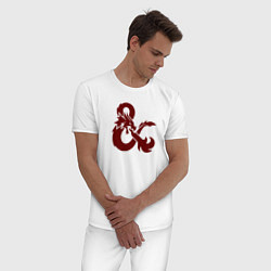 Пижама хлопковая мужская Подземелья и драконы лого, цвет: белый — фото 2