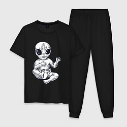 Пижама хлопковая мужская Baby alien, цвет: черный