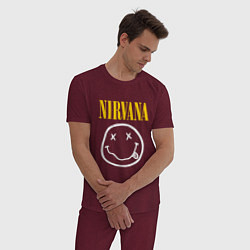 Пижама хлопковая мужская Nirvana original, цвет: меланж-бордовый — фото 2