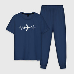 Пижама хлопковая мужская Пульс авиации, цвет: тёмно-синий