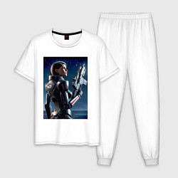 Пижама хлопковая мужская Mass effect - character ai art, цвет: белый