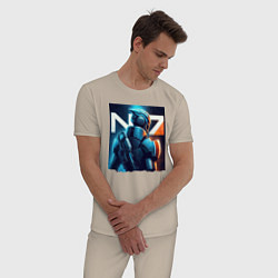 Пижама хлопковая мужская Mass Effect - character ai art, цвет: миндальный — фото 2