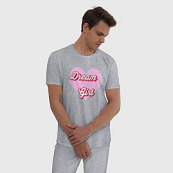 Пижама хлопковая мужская Девушка-мечта в розовом сердце, цвет: меланж — фото 2