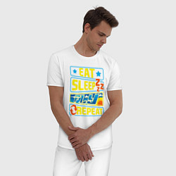Пижама хлопковая мужская Eat sleep fly, цвет: белый — фото 2