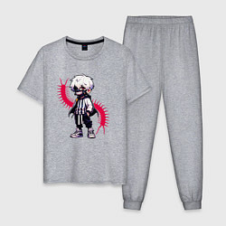 Пижама хлопковая мужская Токийский гуль - Кен Канеки, цвет: меланж