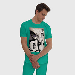 Пижама хлопковая мужская Ванпанчмен Сайтама герой, цвет: зеленый — фото 2