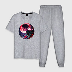 Пижама хлопковая мужская Клинок, рассекающий демонов - Tanjirou Kamado, цвет: меланж