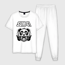 Пижама хлопковая мужская Sum41 - rock panda, цвет: белый