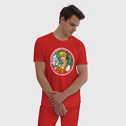 Пижама хлопковая мужская Россия - красавица, цвет: красный — фото 2
