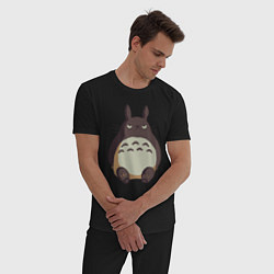 Пижама хлопковая мужская Суровый Тоторо, цвет: черный — фото 2