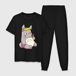 Пижама хлопковая мужская Малыш Тоторо, цвет: черный