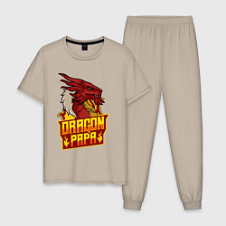 Пижама хлопковая мужская Dragon papa, цвет: миндальный