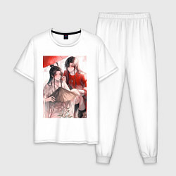 Пижама хлопковая мужская Чэн Хуа Лянь Се, цвет: белый