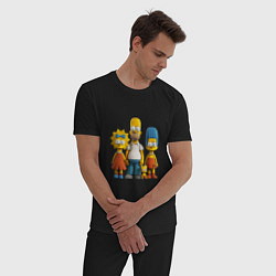 Пижама хлопковая мужская Милая семейка симпсонов, цвет: черный — фото 2