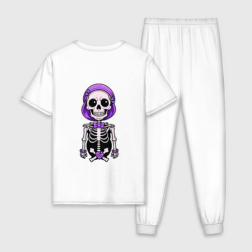 Мужская пижама Скелет с бабочкой фиолетовый / Белый – фото 2